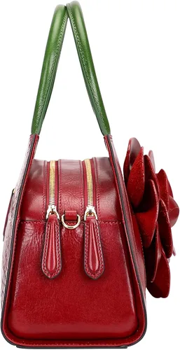 Vista 5 de PIJUSHI Bolsos florales de diseño para mujer de cuero auténtico con asa superior