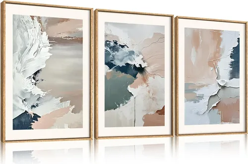 Vista 19 de HPINUB - Lienzo decorativo abstracto moderno para pared, juego de 3 impresiones artísticas enmarcadas, pintura de pared grande en blanco y negro, 16