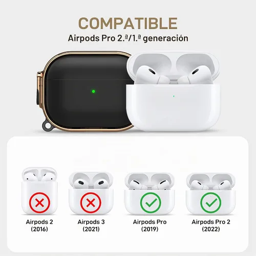 Vista 2 de Funda para AirPods Pro 2/1 con cerradura, compatible con Magsafe, negro/oro negro + rosa dorado