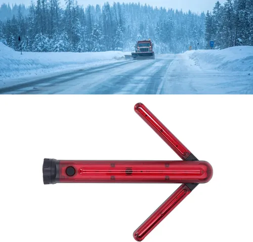 Vista 2 de Luqeeg Varita de tráfico, LED de seguridad vial con flecha de giro, 45 grados ajustable, USB, recargable, lámpara LED de seguridad con base