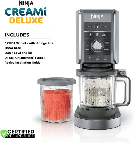 Vista 9 de Ninja NC501 CREAMi Deluxe 11 en 1 XL - Paquete plateado para hacer helados NC501 con paquete de protección mejorada CPS de 2 años (renovado)