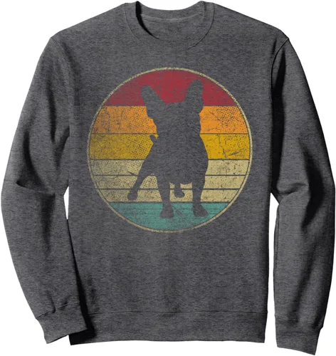 Vista 5 de Sudadera de estilo retro de la silueta de los años 70 con diseño de perro Bulldog francés