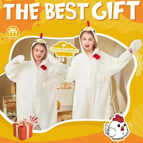 Vista 3 de Chicken Onesie kids Halloween Costumes Christmas Anime Cosplay Animal One Piece Pajamas 4-12 Years Girls Boys