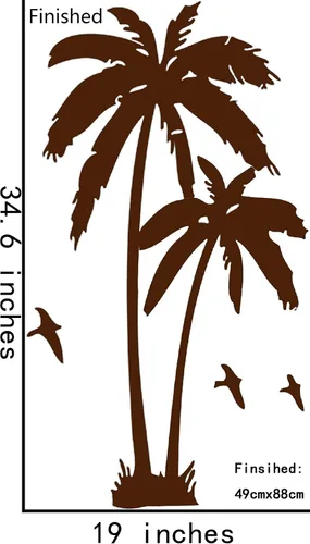 Vista 2 de 2 calcomanías de vinilo para pared, diseño de palmera de coco, pájaros, para sala de estar, escuela, guardería, dormitorio, habitaciones de niños