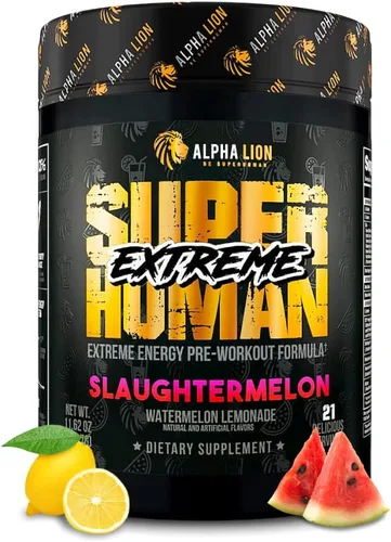 Vista 10 de ALPHA LION Superhuman Extreme High Stim Polvo de Pre-Entreno de Alto Estímulo, Beta Alanina, L-Taurina y 356mg de Cafeína Tri-Fuente para Energía