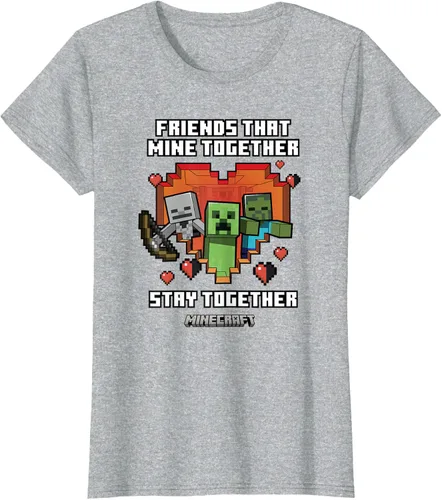 Vista 21 de Minecraft Camiseta de San Valentín Friends That Mine Together Mobs, Negro