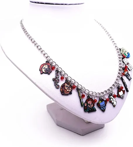 Vista 4 de HSYLETB Halloween IT Penny Chcky Face Jason Voorhes Fredy Krueger Michael Myrs Horror Charm Necklace Gifts for Men Woman