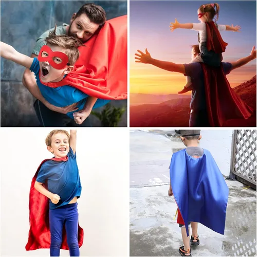 Vista 7 de Evlatte Capa y máscara de superhéroe para niños disfraz de superhéroe