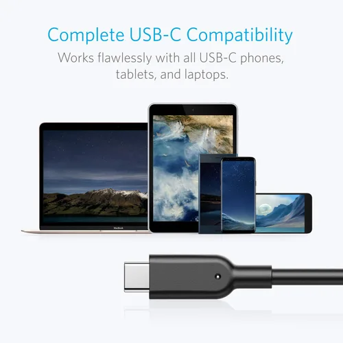Vista 5 de Cable Anker Powerline II USB A a USB C (3 pies (Gen 3.1 2), 10000 Mbps, Negro)