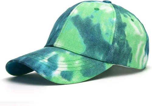 Vista 5 de BEARUN Gorra de béisbol de algodón con teñido anudado de perfil bajo, gorra de béisbol de hiphop, sombrero de papá Negro Blanco