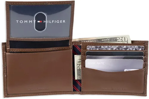 Vista 5 de Tommy Hilfiger Cartera de cuero genuino para hombre con múltiples ranuras para tarjetas