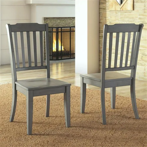 Vista 2 de Inspire Q Sillas de comedor de madera con respaldo de listones (juego de 2) en gris antiguo