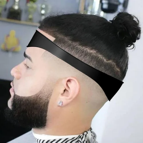 Vista 7 de Plantilla de afeitado con escote y guía de corte para hombres, color negro