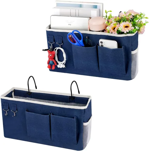 Vista 11 de Organizador de Almacenamiento para Mesita de Noche/Bolsa de Almacenamiento Colgante para Mesita de Noche para Cabeceros, Literas, Dormitorios, Negro