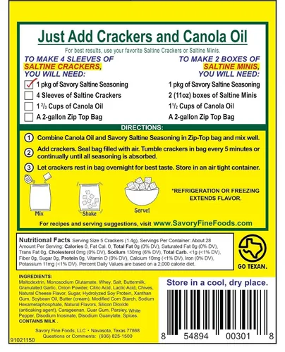 Vista 2 de Condimento salado Savory Saltine, 1.4 onzas, eneldo de jardín, 1 paquete