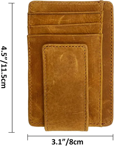 Vista 7 de Hopsooken, broche para dinero, cartera con bolsillo frontal, cartera minimalista, para hombre