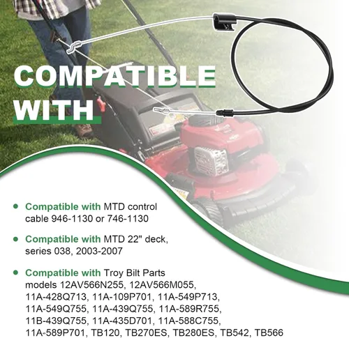 Vista 4 de Wadoy Cable de control 946-1130 compatible con MTD, Troy Bilt, Craftsman cortacésped de repuesto para 746-1130 cable de zona de motor 12av565q711