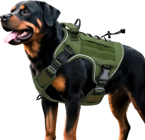 Vista 39 de Arnés táctico para perros grandes, chaleco reflectante ajustable sin tirones con sistema Molle, control de grado militar K9 para entrenamiento