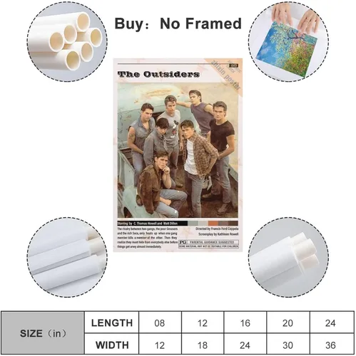 Vista 2 de DOKTor Pósteres estéticos de película The Outsiders, pintura decorativa, lienzo, pósteres de pared e impresión artística moderna para decoración