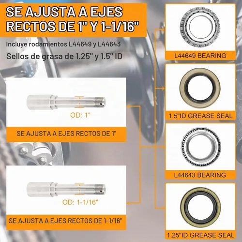 Vista 4 de Juego de 2 cubos de remolque de 4 lengüetas para 2000 libras, cubo de remolque de 4 x 4 pulgadas, para ejes de remolque de 1 pulgada y 1-1/16