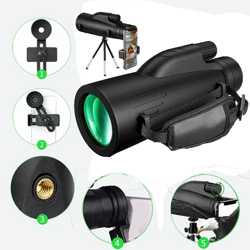 Vista 4 de Pocket-fit monocular, high-Definition high-Power Telescope with Tripod and Mobile Phone Holder, Perfect for Outdoor Enthusiasts