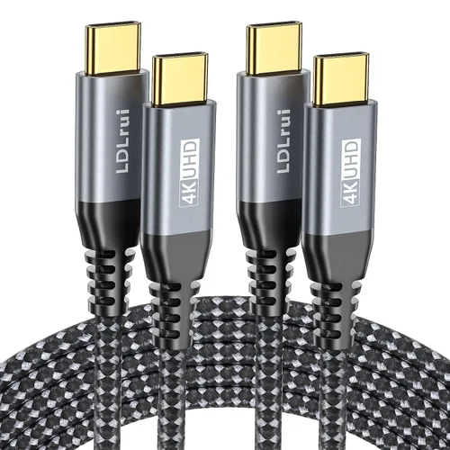 Vista 16 de LDLrui Cable de monitor USB C, pantalla 4K 60HZ, ángulo recto de 1 pie, transferencia de datos de 20 Gbps, carga de 100 W, cable de video USB 3.2