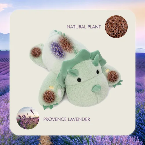 Vista 3 de KOWSI® Almohadilla térmica de felpa Triceratops con peso de 1.4 libras para Triceratops verde claro