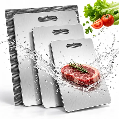 Vista 10 de 100% Pure Titanium Cutting Boards for Kitchen, Dishwasher Safe Chopping Board for Meat, Double Sided and Effortlessly Clean, with Anti-slip Mat