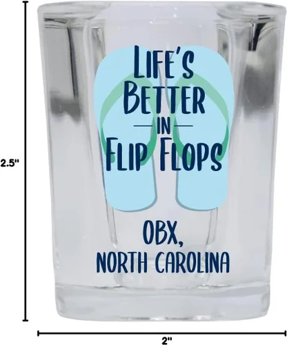 Vista 3 de Obx North Carolina Beach Souvenir - Vaso de chupito de base cuadrada, 2 onzas, individual