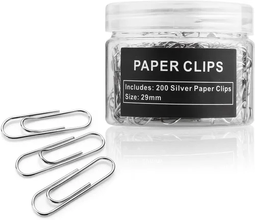 Vista 2 de Clips para papel, paquete de 200, clips de papel, adecuado para oficina, escuela y uso diario, también se utiliza para bricolaje diario, clip