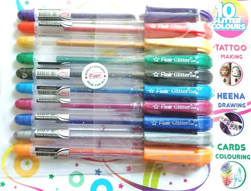 Vista 5 de Xtra Sparkle - Bolígrafo de gel con purpurina de 10 colores Flair