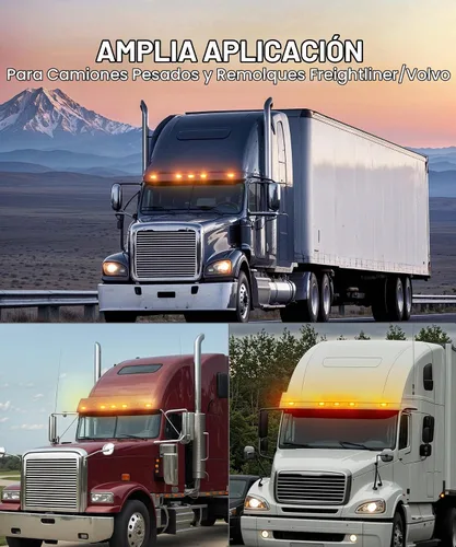 Vista 8 de Partsam 5 luces rectangulares ámbar 6 LED parte superior transparente para Freightliner Volvo