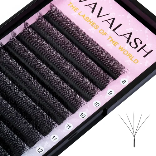 Vista 12 de VAVALASH Extensiones de pestañas en Y, rizo C, 0.002 in, 0.315-0.591 in, bandeja mixta, volumen 4D, extensiones de pestañas tipo YY, extensiones
