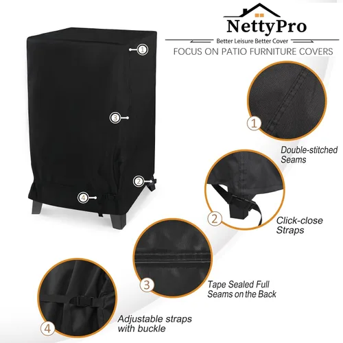 Vista 8 de NetttyPro - Funda para ahumador eléctrico de exterior Masterbuilt de 30 pulgadas, impermeable, resistente, cuadrada, vertical, para parrilla