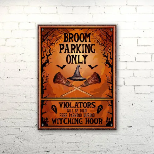 Vista 6 de Letrero de metal impreso con diseño de bruja, con texto en inglés «All Others Will Be Toad Wiccan», «All Others Will Be Toad Wiccan», letrero