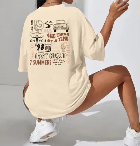 Vista 4 de Camisas de calavera de vaca para mujer, camisetas gráficas occidentales, camiseta de gran tamaño con estampado de música country Rodeo Cowboy
