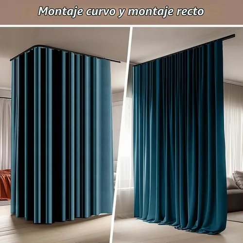 Vista 6 de Cortinas divisoras de habitación con juego de rieles de cortina de techo, cortina de ventana para dormitorio, sala de estar, oscurecimiento total