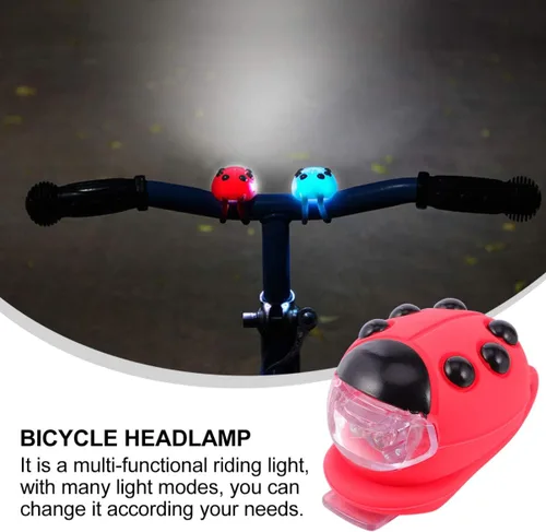 Vista 2 de BESPORTBLE Luz de mariquita para niños, luz delantera y trasera, faros delanteros y traseros de bicicleta, luz LED de silicona, luz trasera