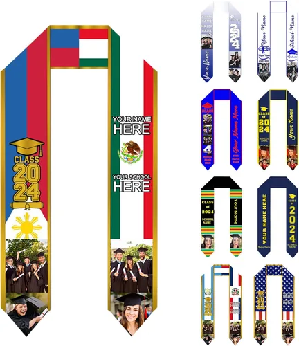 Vista 2 de Faja de graduación personalizada de felicitaciones, regalos de graduación personalizados, para la clase de 2024-72 pulgadas