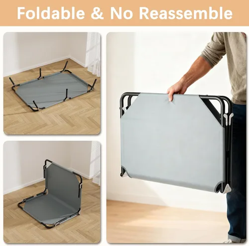 Vista 8 de Cama elevada plegable para perros grandes, cama elevada portátil para perros para acampar al aire libre, camas elevadas lavables para mascotas