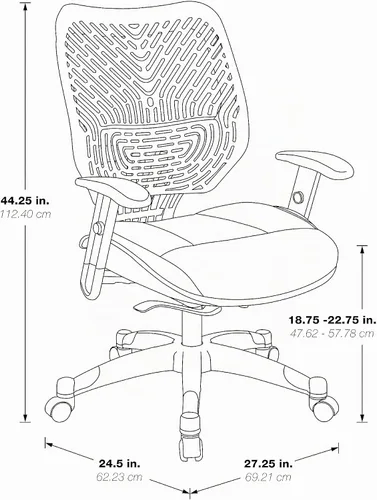 Vista 2 de Space Seating 86 REVV Series - Silla de escritorio autoajustable SpaceFlex con respaldo lumbar y asiento de malla acolchado, Raven Negro