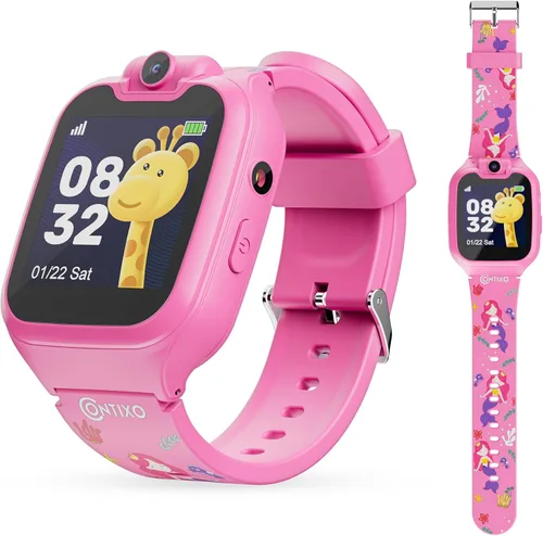 Vista 9 de Contixo KW01 - Relojes inteligentes para niños, color azul, pantalla táctil HD de 1.54 pulgadas, juguete educativo con juegos, cámara, grabadora