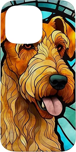 Vista 21 de Airedale Terrier Dog Stained Glass Case for iPhone 17