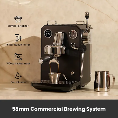 Vista 7 de Gemilai Owl G3006 - Máquina de café expreso para el hogar, control de temperatura PID y cabezal de grupo comercial de 2.283 in, cafetera de acero