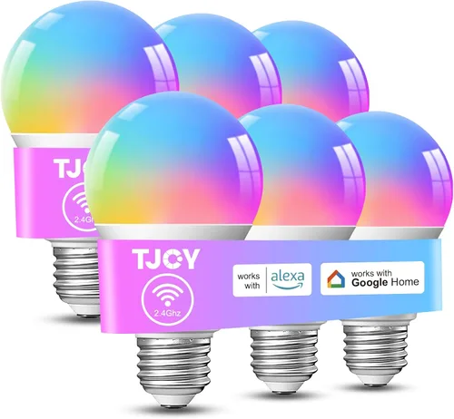Vista 12 de TJOY Paquete de 4 bombillas inteligentes, Bluetooth WiFi LED funciona