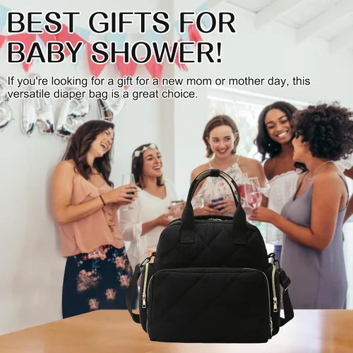 Vista 5 de Mochila grande para pañales con cambiador, pañales de viaje 6 en 1, bolsa de bebé para mamá, bolsa de hospital para mujeres, bolsa de maternidad