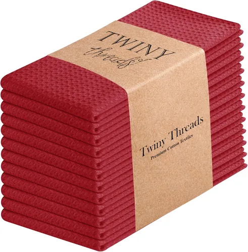 Vista 32 de TWINY threads Juego de toallas de cocina con diseño de diamante, 100% algodón, trapos grandes y trapos de lavado, absorbentes de secado rápido
