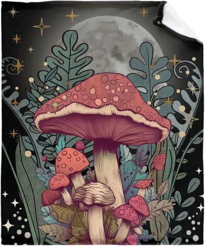 Vista 18 de Manta de regalo personalizada de hongos del bosque salvaje oscuro, manta de franela suave y ligera, adecuada para uso en cama, sala de estar