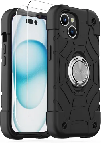 Vista 39 de KCJ Funda para iPhone SE 2022/2020, iPhone 8/7/6/6S, con [2×Protectores de Pantalla][Soporte de Anillo] Silicona Suave+PC Duro Protección Completa
