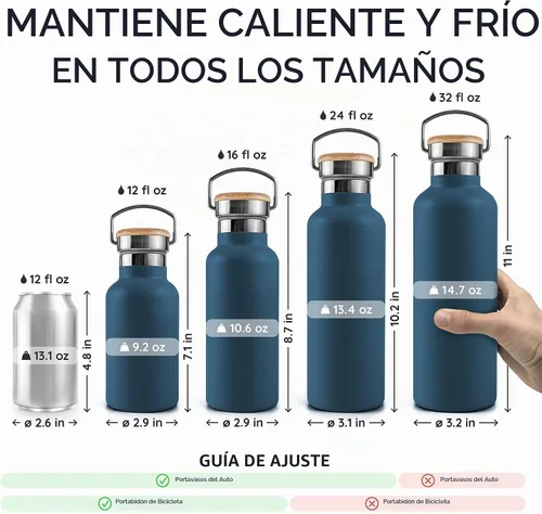Vista 5 de Bambaw Botella de agua de acero inoxidable de 12 onzas, azul Egeo, 350 ml, de doble pared aislada, a prueba de fugas, apta para lavavajillas, sin